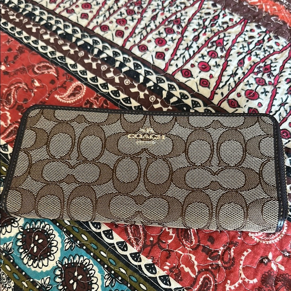 Coach Signature Brown and Tan Wallet